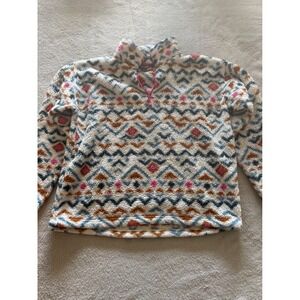 Eddie Bauer‎ Womens Fleece Pullover Aztec Print Quarter Zip Size Large
